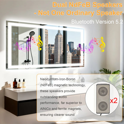 50/60/100/120cm LED Bathroom Mirror Built-in Bluetooth Speaker