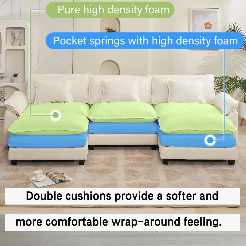 120" Modular Sectional Sofa, with Ottoman