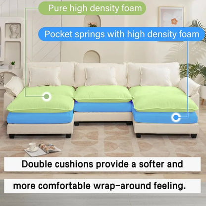 120" Modular Sectional Sofa, with Ottoman