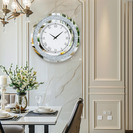 Crush Diamond Mirrored Wall Clock for Wall Decoration
