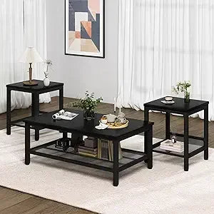 3 pieces living room table set with metal frame