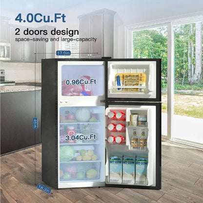 4.0 Cu.Ft Small Refrigerator with Freezer, for Dorms, and Offices
