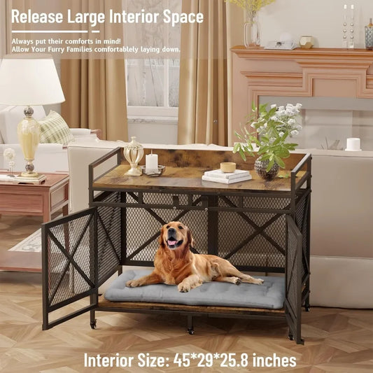 Heavy Duty Dogs Furniture Indoor Wire Dog Cage with Caster Wheels