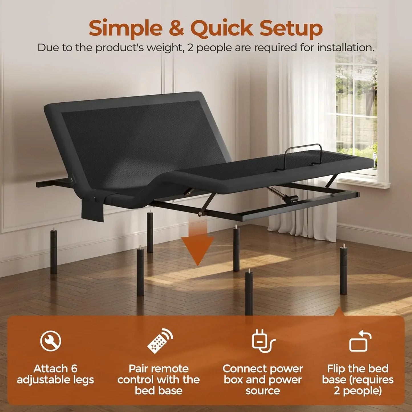 Queen Adjustable Bed Frame with Wireless Remote