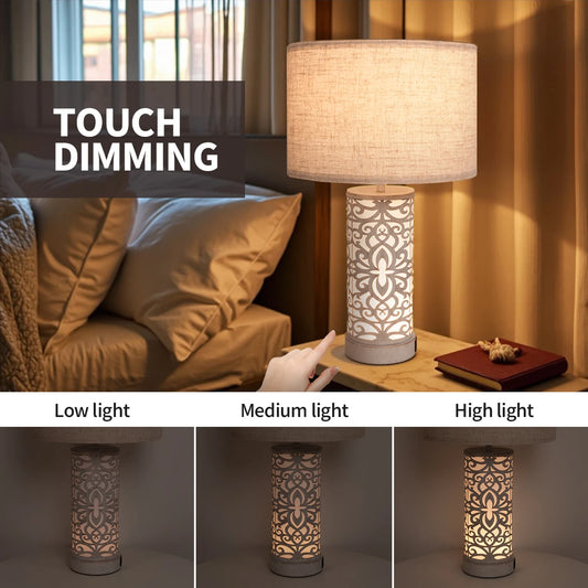 Retro Farmhouse Table Lamp with Multi-Functions