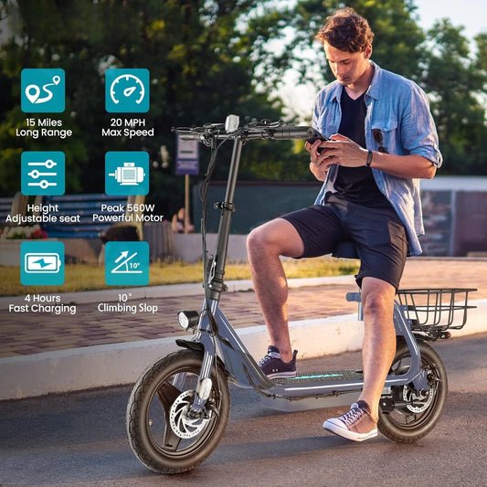 Peak 560W Electric Scooter Adults, 15Miles Range