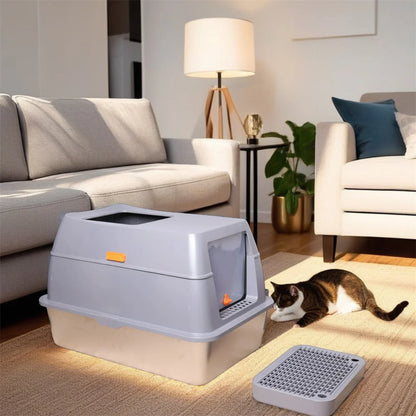 XXL Stainless Steel Cat Litter Box Easy Cleaning Toilet