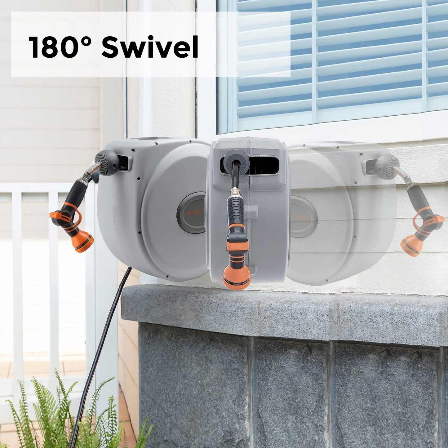 5/8" x 65 ft Heavy Duty Retractable Garden Hose Reel Water Hose Reel