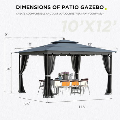 [Upgraded] 10x12 Gazebo with Mosquito Netting