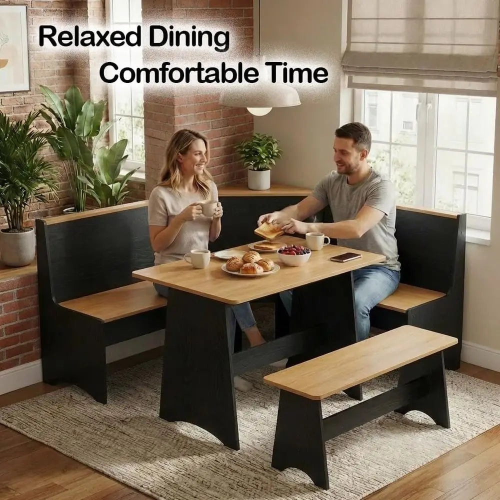 Small Kitchen Table Set with Bench and Storage