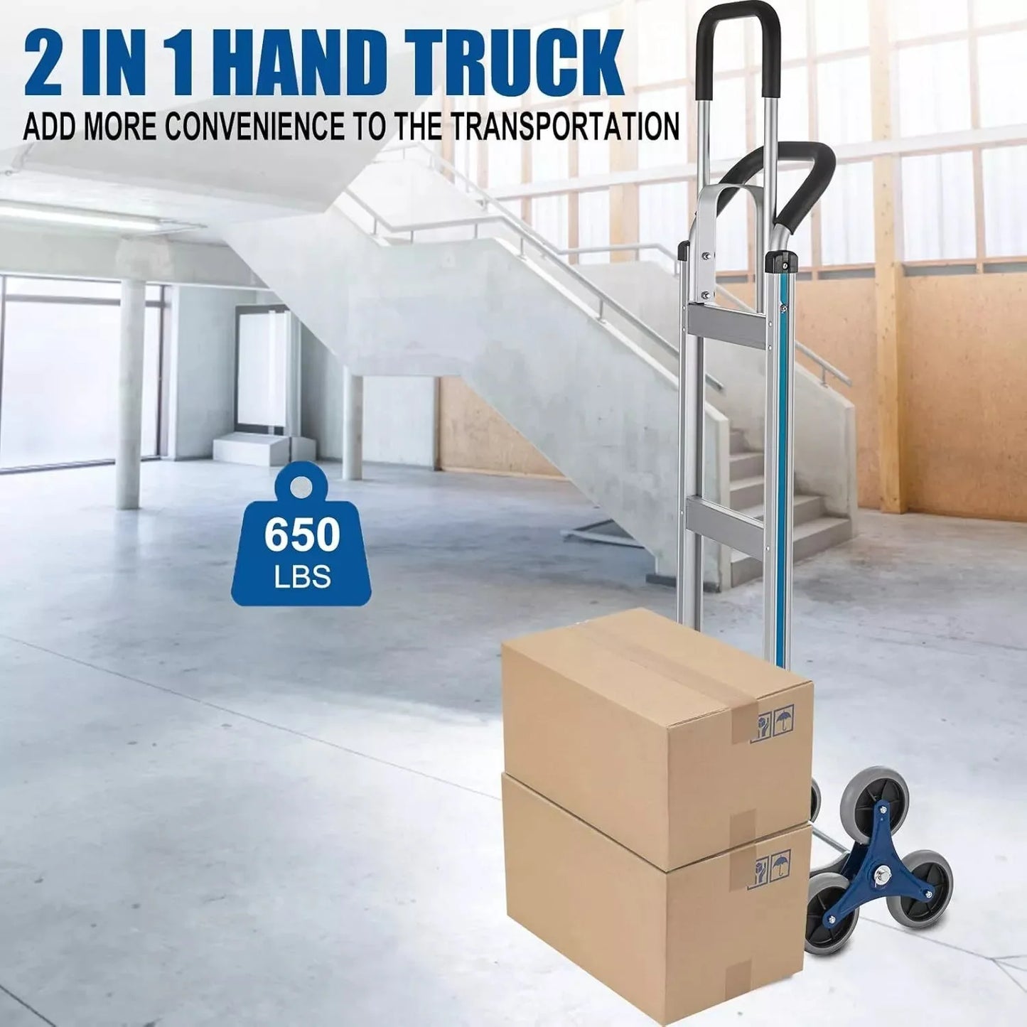 2in1 Heavy-Duty Hand Truck Dolly with Adjustable Handle