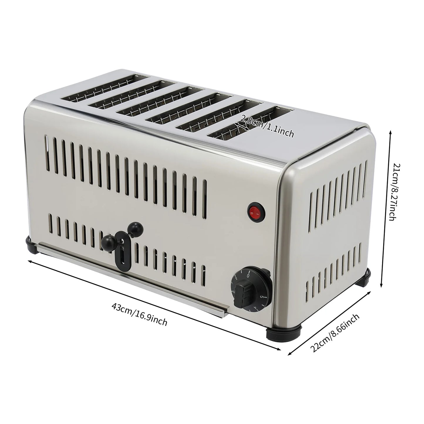 6 Slice Wide Slot Stainless Steel Toaster