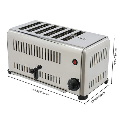 6 Slice Wide Slot Stainless Steel Toaster