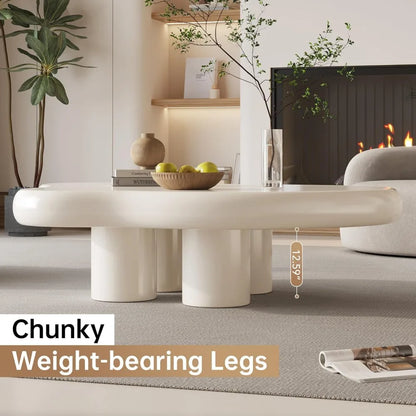 Cream White Coffee Table with 4 Legs