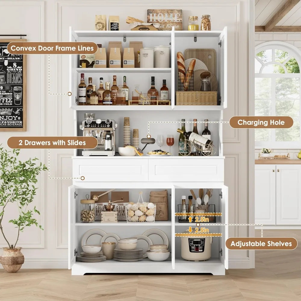 74" Pantry Cabinet with Wide Countertop