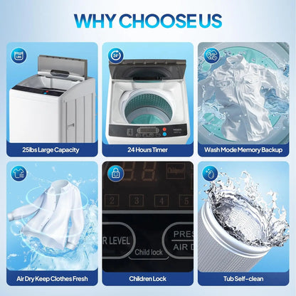 25LBS Portable Washing Machine, Full-Automatic Electric