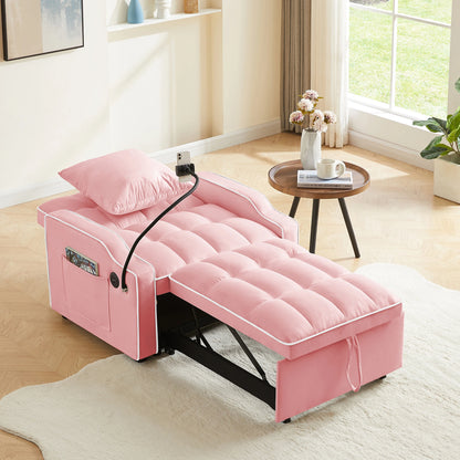 34" 3-In-1 Convertible Sleeper with USB & Type-C Charging Ports