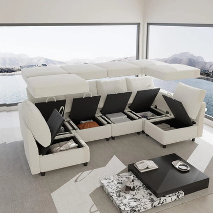 Oversized Modular Sectional Sofa with Storage and USB Chargers