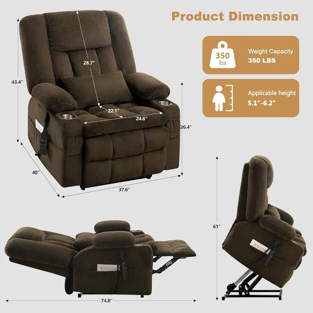 Electric Power Lift Recliner with Massage and Heat
