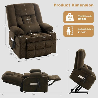 Electric Power Lift Recliner with Massage and Heat