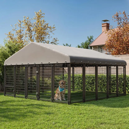 10X10FT Outside Heavy-Duty Outdoor Dog Cage with Roof and Double Lock