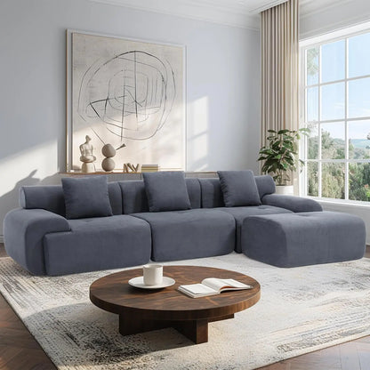 122" Boneless Modular Sectional Sofa with Ottoman