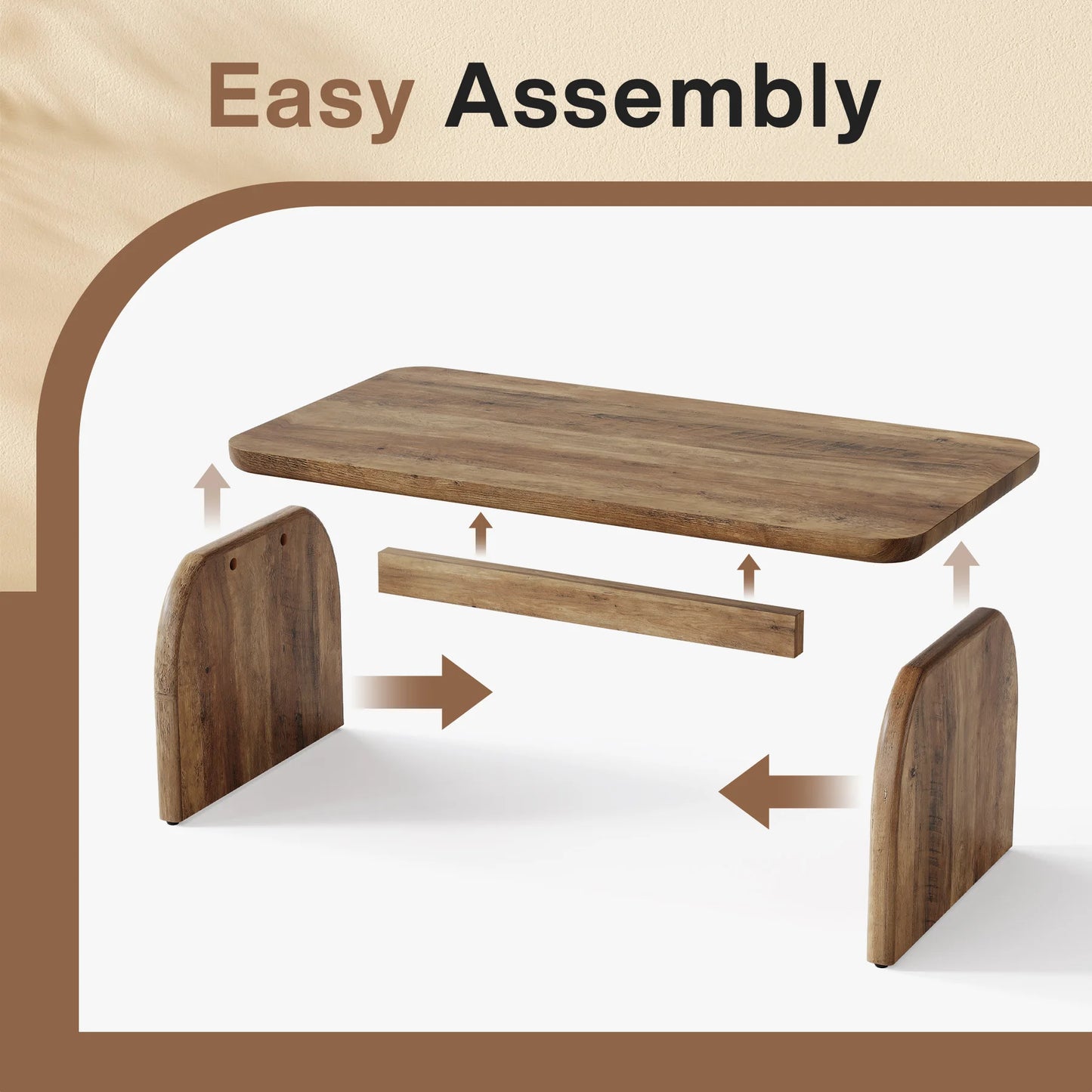 47.24-Inch Tribesigns Farmhouse Rectangular Coffee Table