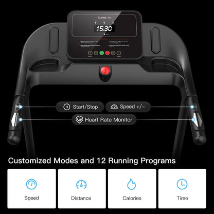 2.5 HP Quite Brushless, Folding Treadmill with Pulse Sensors
