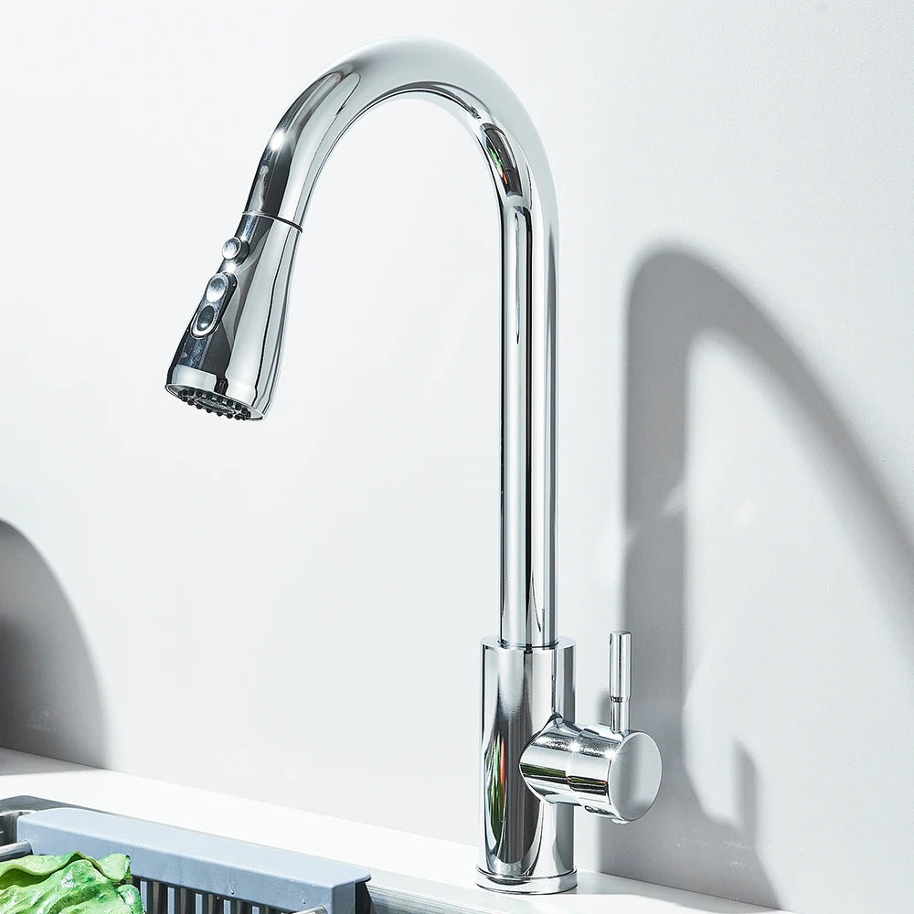 Kitchen Faucet Brushed Nickel Pull-out Sprayer