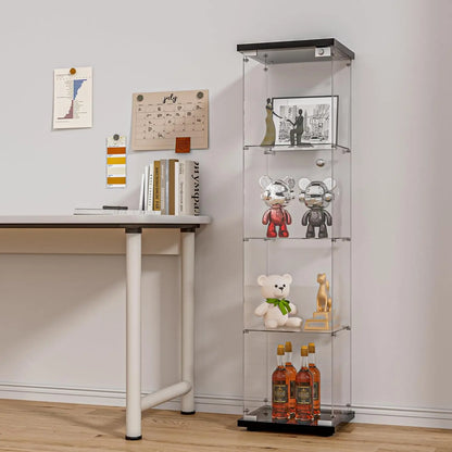 Glass Display Cabinet with Door and Lock