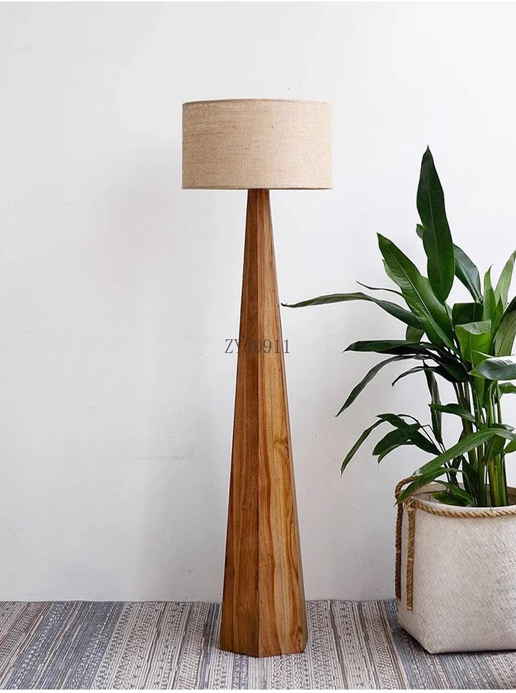 Solid wood floor lamp