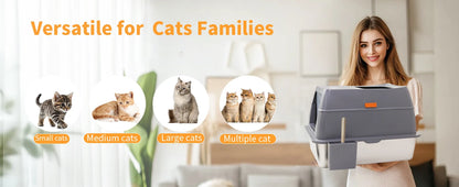 XXL Stainless Steel Cat Litter Box Easy Cleaning Toilet