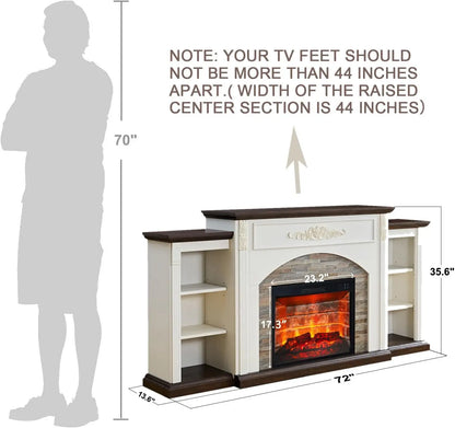 72" Electric Fireplace with Mantel