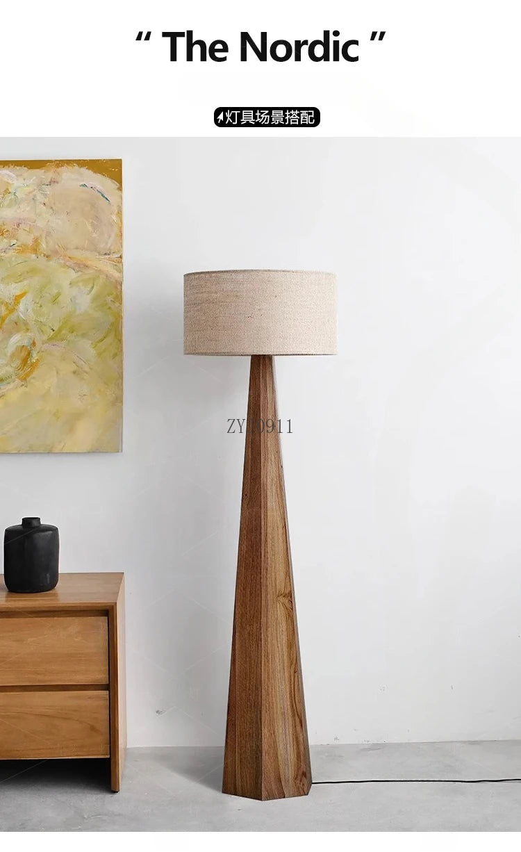 Solid wood floor lamp