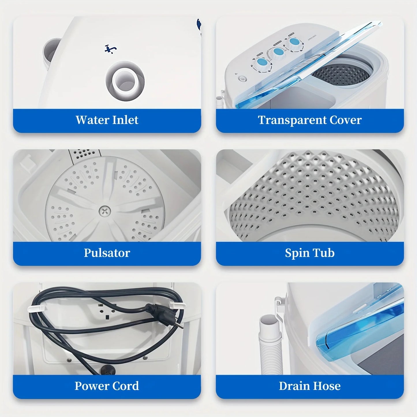 14.5Lbs Portable Washing Semi-Automatic Compact Washer