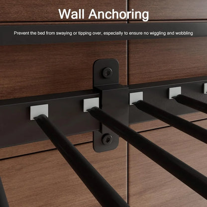 Heavy Duty Metal Bed with Ladder and Full-Length Guardrail