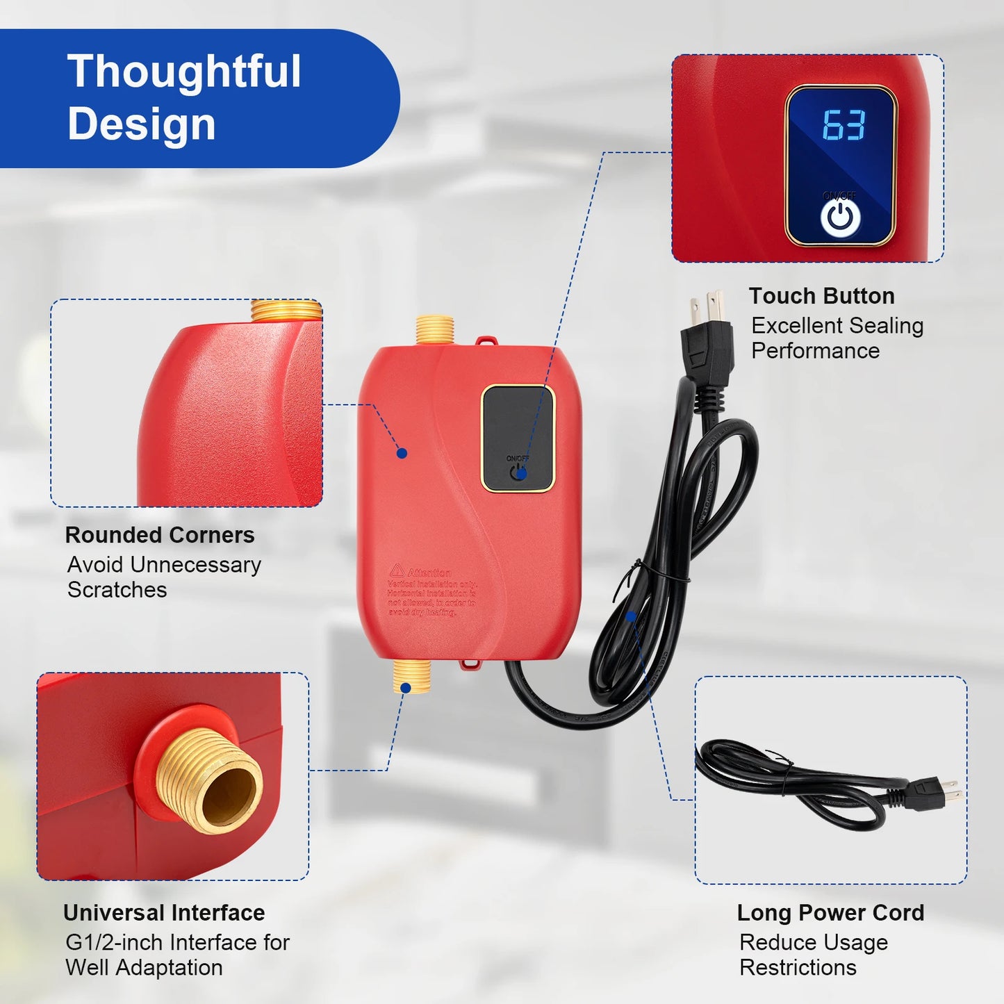 68-122℉ Kitchen Mini Tankless Water Heater