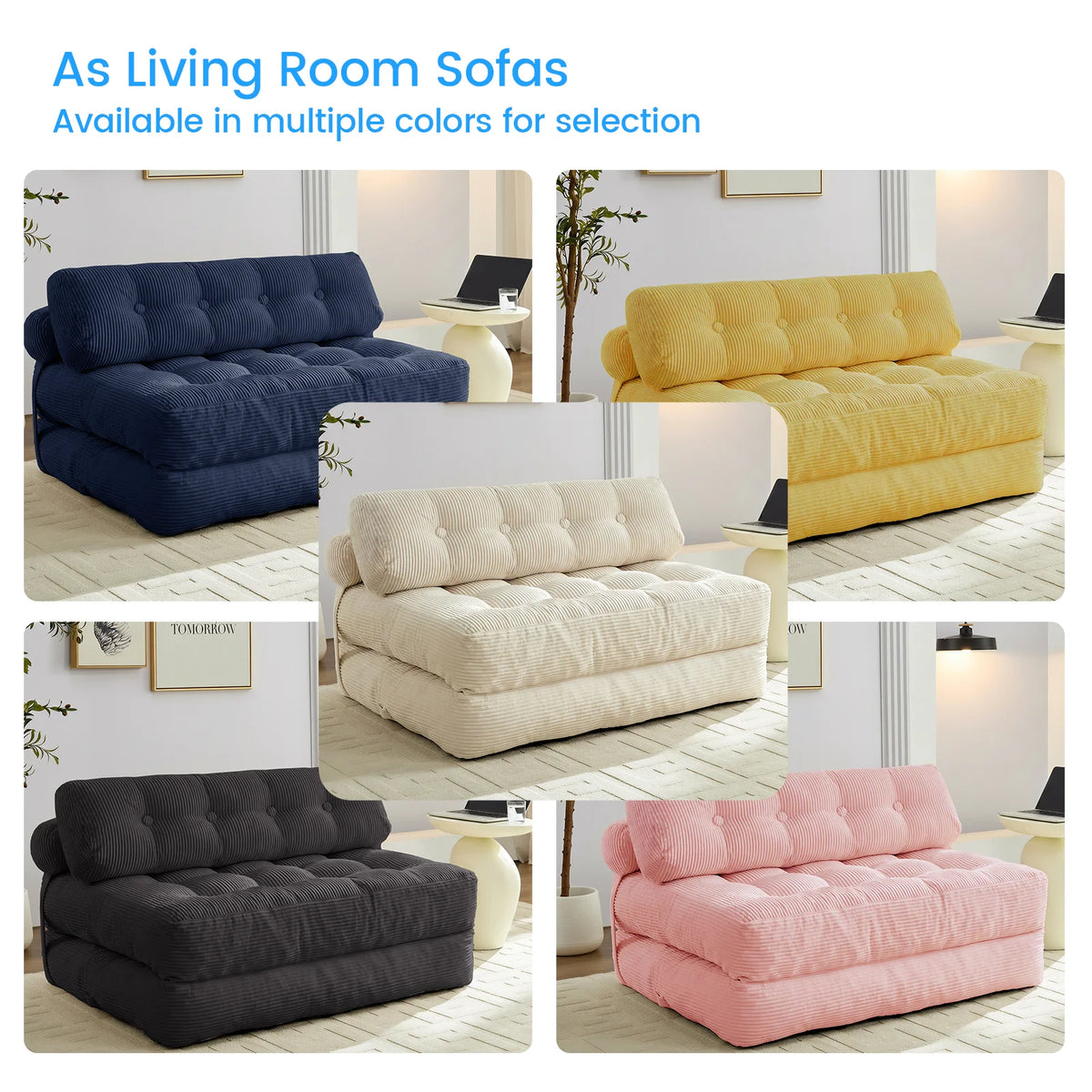 52 Inch Width Foldable Convertible Sleeper Chair