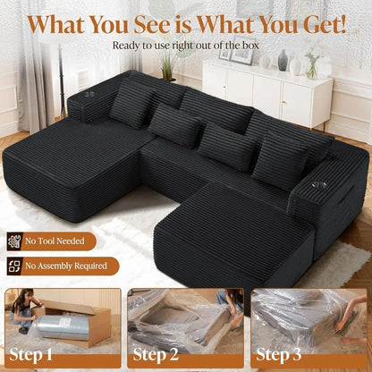 108" Cloud Sectional Couch with Extra Deep Seating