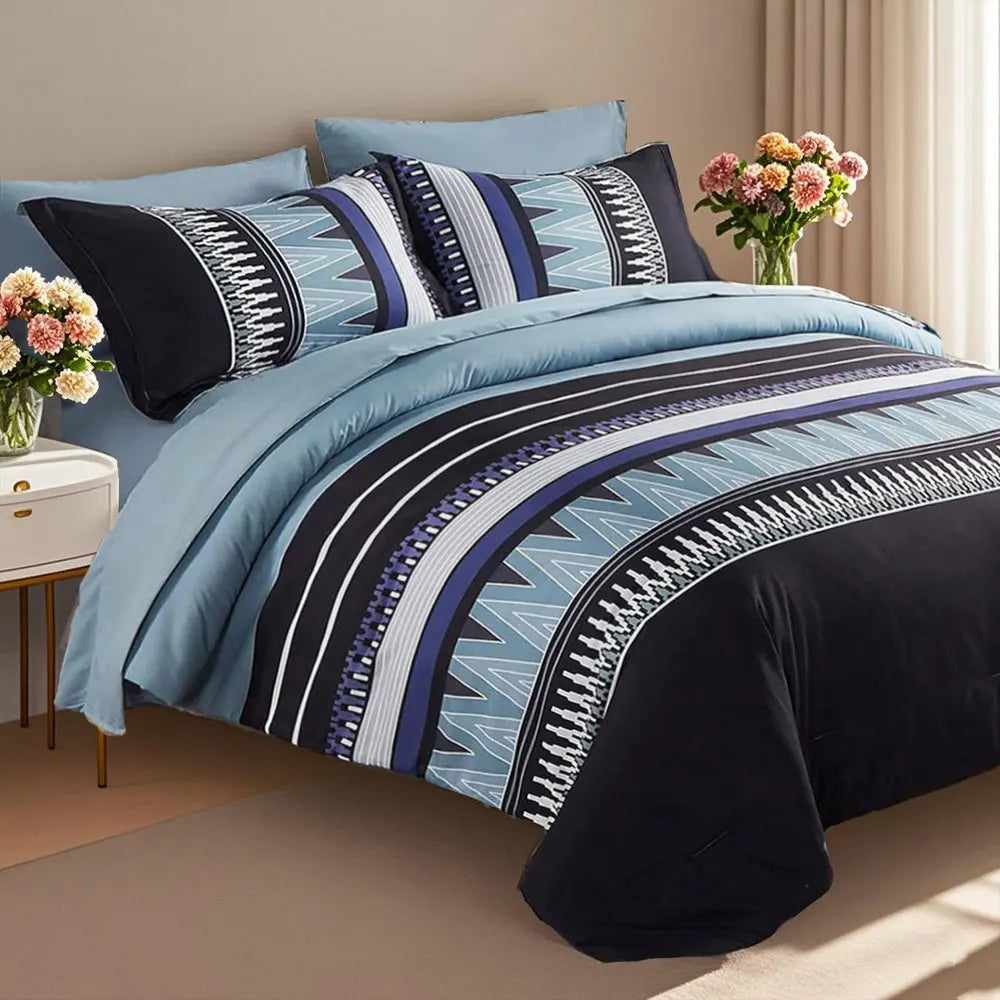 7-piece printed comforter set, suitable for all seasons