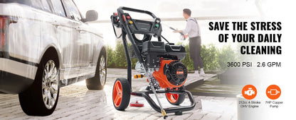3600 PSI 2.6 GPM Gas Powered Pressure Washer