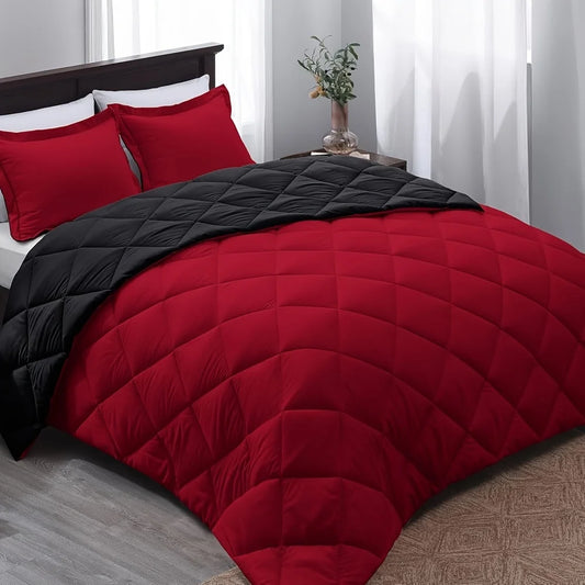 2/3pcs Comforter Set Reversible Duvet Set For All Seasons Down Alternative Bedding Comforter With Tabs And 1/2 Pillow Shams