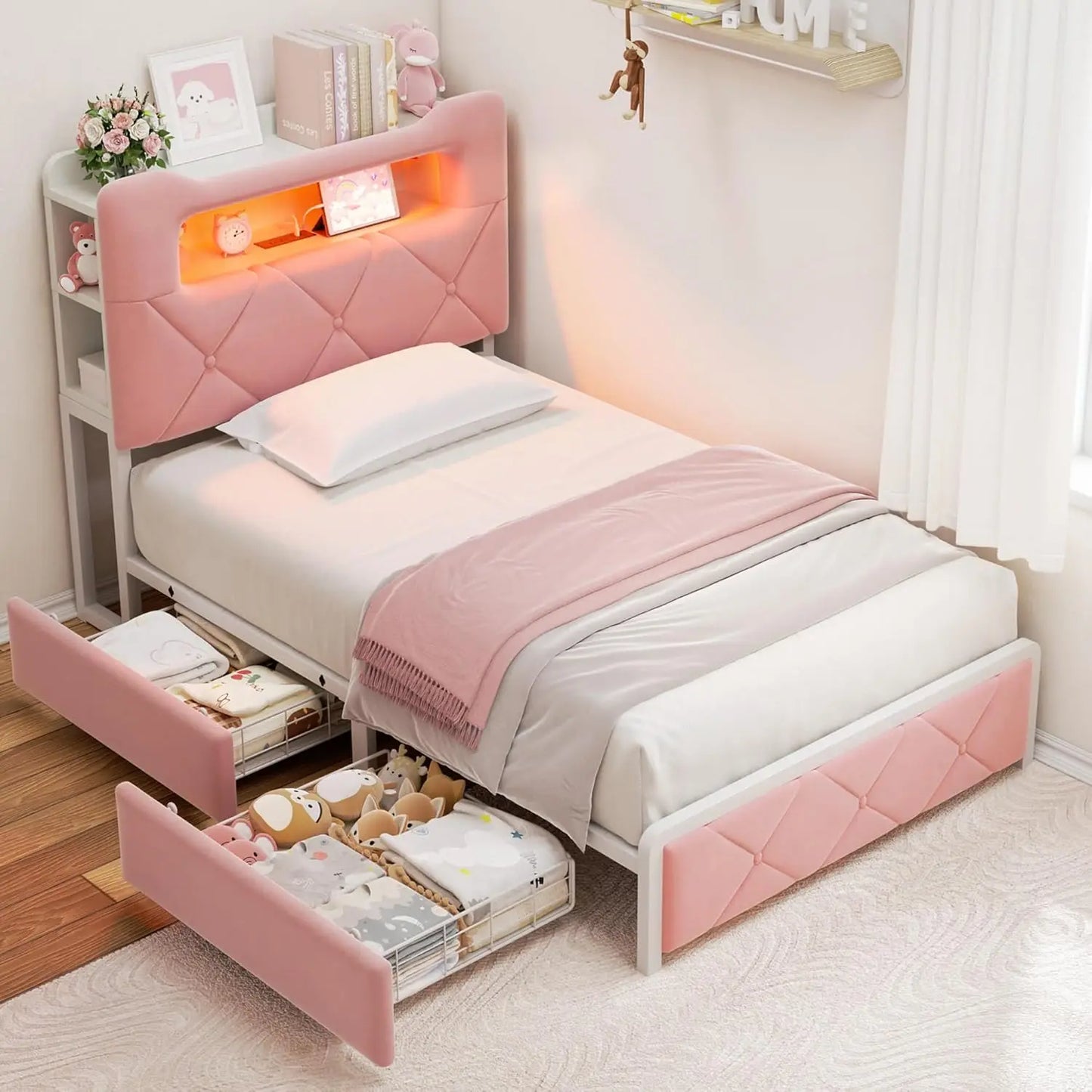 Twin Size Bed Frame w/2 Storage Drawers