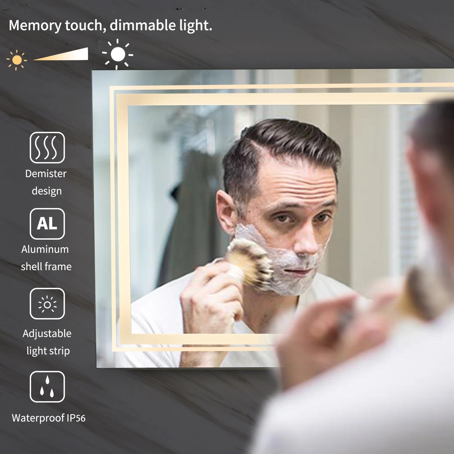 40x24 Inch LED Mirror with Front Light and Backlit
