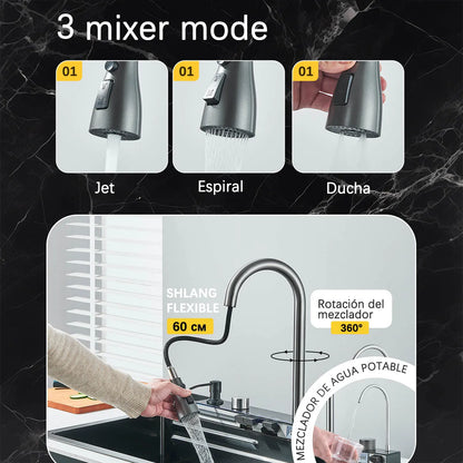 304 Stainless Steel Waterfall Kitchen Sink