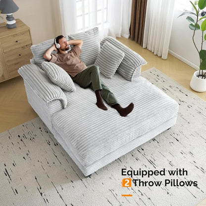 56" Oversized Chaise Lounge Chair with Throw pillows