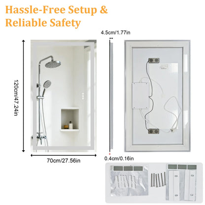 50/60/100/120cm LED Bathroom Mirror Built-in Bluetooth Speaker