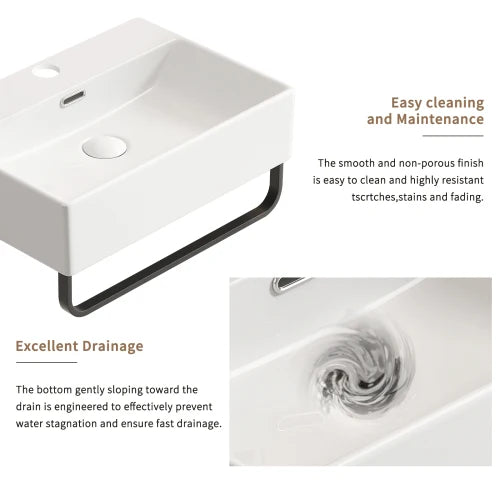 Small Wall Mount Bathroom Sink with Faucet Hole