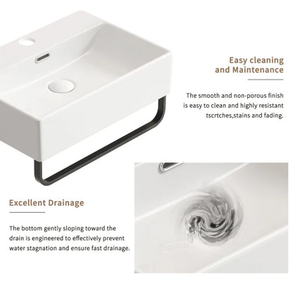 Small Wall Mount Bathroom Sink with Faucet Hole