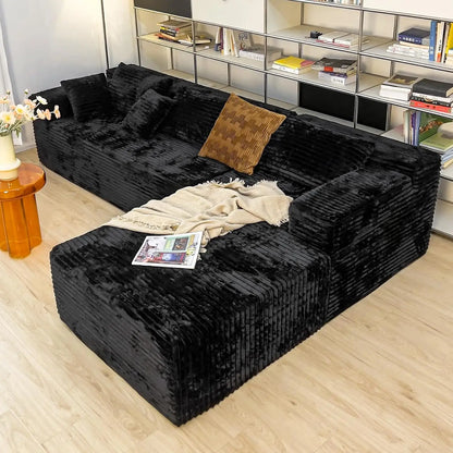 104" Black sectional couches